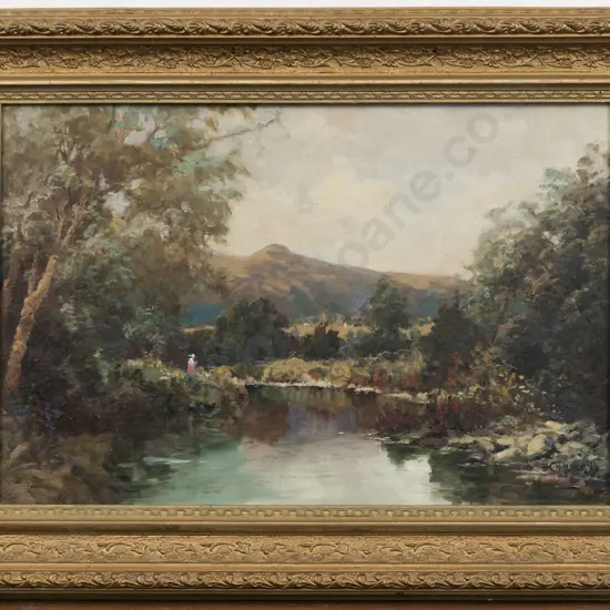 C H Howorth (1856 - 1945) - River Scene With Figure