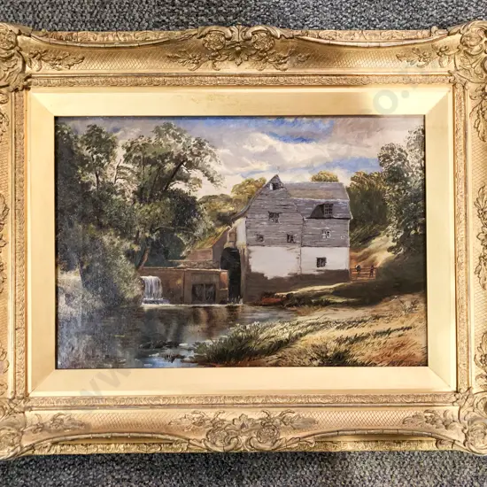 C19th Oil on Canvas - Watermill