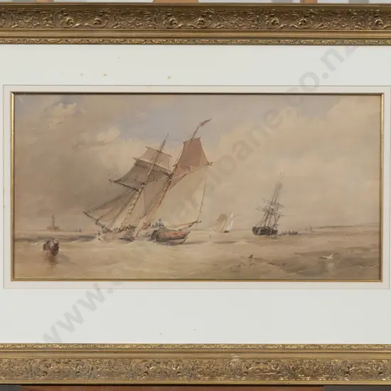 Alfred Herbert (fl 1844 - 1860) - Fishing & Sailing Boats off the South Coast