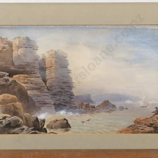 John B C Hoyte (1845 - 1913) - Coastal View With Figure Fishing (a/f) unframed