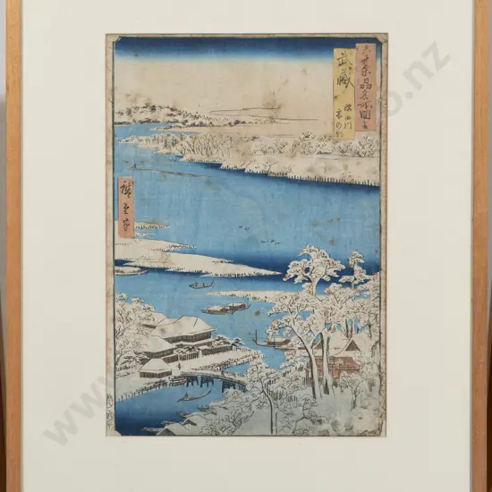 Utagawa Hiroshoge (1797-1858) Morning after a Snowfall the Sumida River Musashi Province