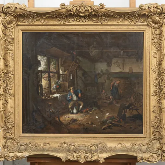 Flemish School C19th - Interior With Family