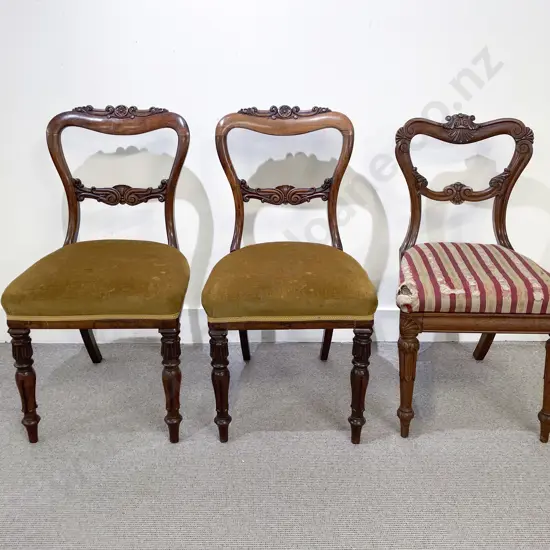 Pair of Vict Rosewood Dining Chairs & Other Single Chair