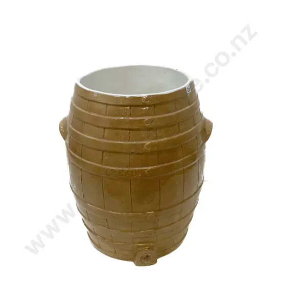 Large NZ Colonial Pottery Glazed Pottery Bread Barrel