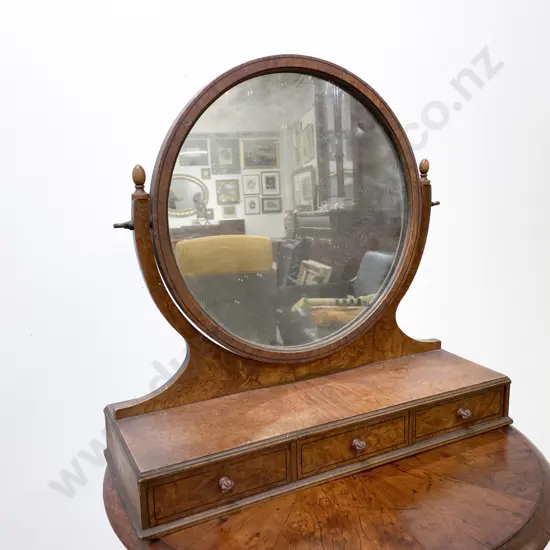 Burr Walnut Circular Swing Toilet Mirror