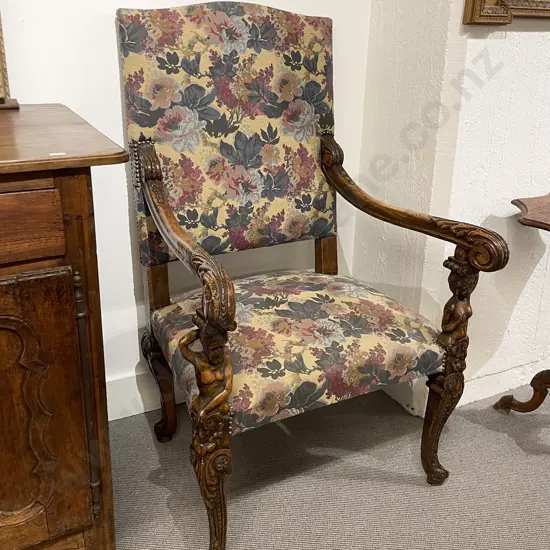 Late C18th or Early C19th European Walnut Open Armchair