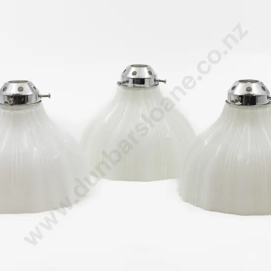Set Of 3 Late Vict Holophane Glass Light Shades