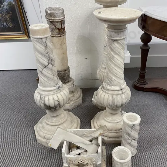 Group of Four C19th Italian Marble Columns