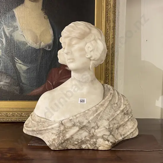 Late C19th or Early C20th Italian Grand Tour Marble Bust Of A Young Woman