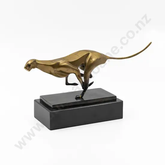 Modern Bronze Sculpture Of A Running Cheetah
