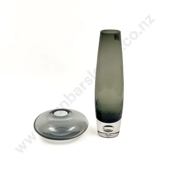 Royal Doulton Squat Art Glass Vase together with Tall Scandinavian Style Art Glass Vase