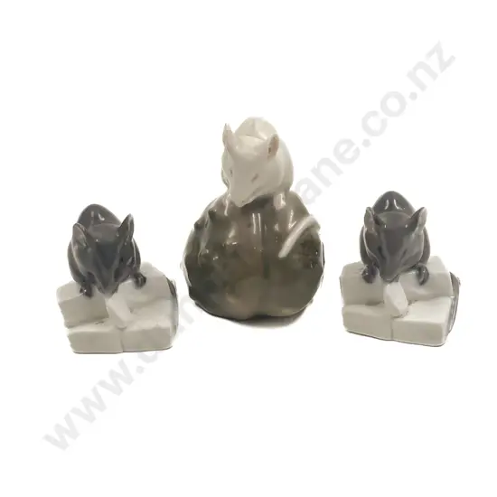 Three Royal Copenhagen Mouse Ornaments