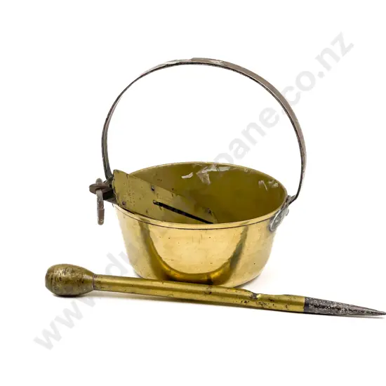 Victorian Brass Pot with Scale Hook and Other