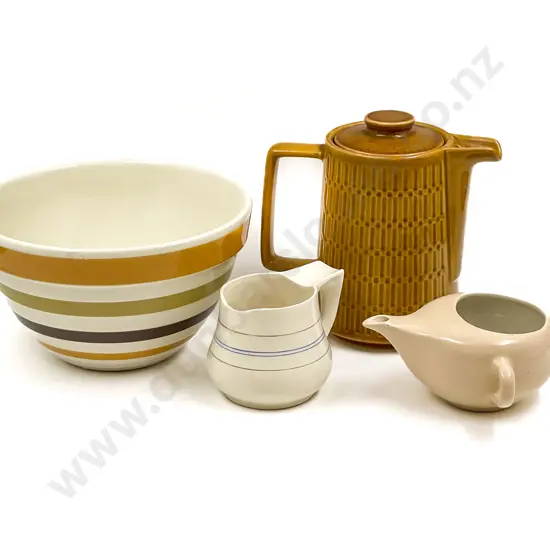 Crown Lynn Beehive Mixing Bowl together with Crown Lynn Jug & Two Others