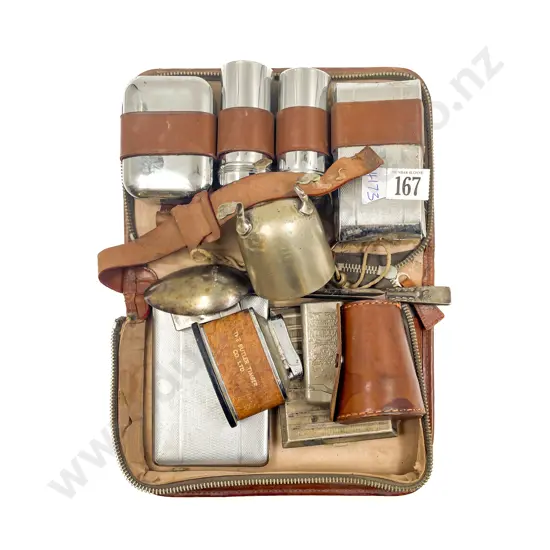 Early C20th Cased Gents Vanity Set with Other Assorted Vintage