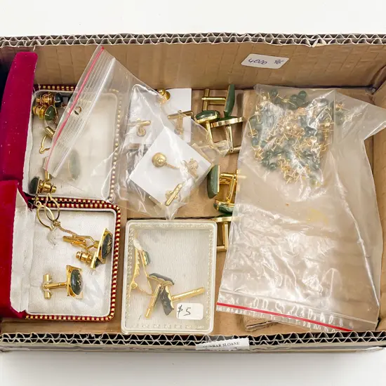 Quantity Various Jade Cuff Links and Earrings