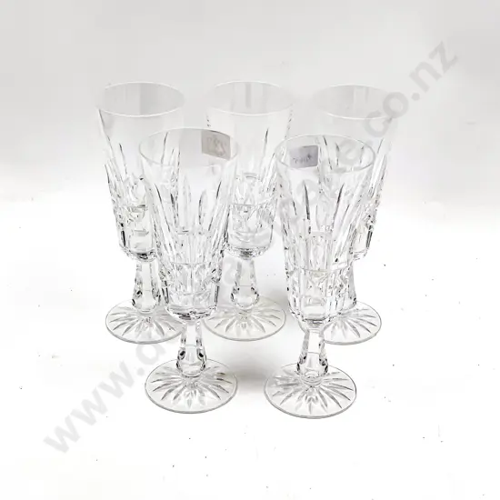 Five Waterford Crystal Champagne Flutes