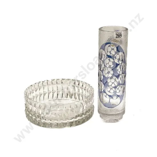 Large Cut Crystal Bowl and Bohemia Glass Vase