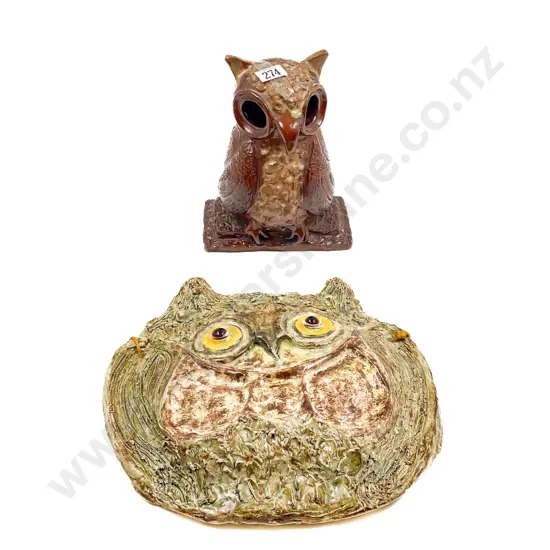 Neil Thompson Pottery Owl Ornament with Owl Wall Hanging