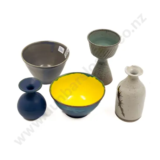 Two Catherine K. Smyth Pottery Bowls with Three Others