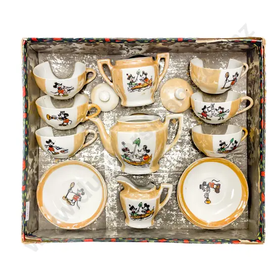 Early Original Boxed Japanese Mickey Mouse Toy Tea Set