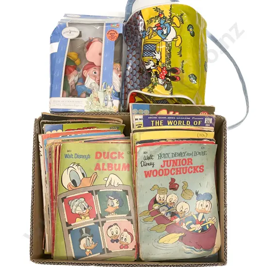 Collection of Vintage Disney Comics Circa 1967-8 with Bag and Snow White Dwarves