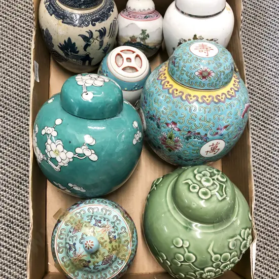 Eight Assorted Ginger Jars