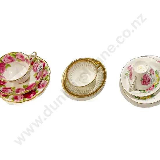 Three Assorted Fancy China Trios incl Royal Albert