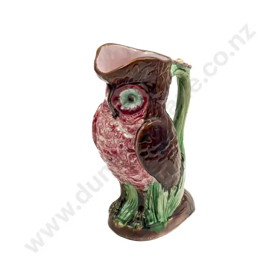 Majolica Owl Form Jug