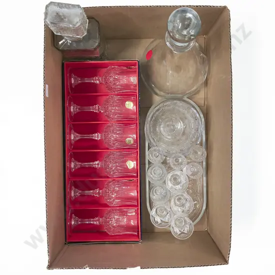 Box French Crystal Wine Glasses with Other Assorted Crystal