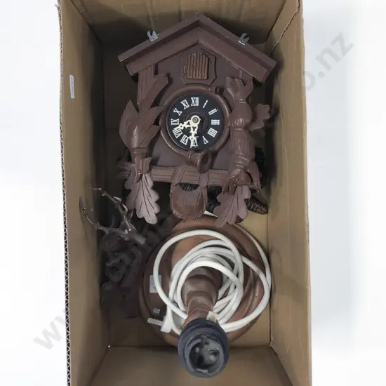 Country Themed Cookoo Clock with Turn Wood Lamp Base