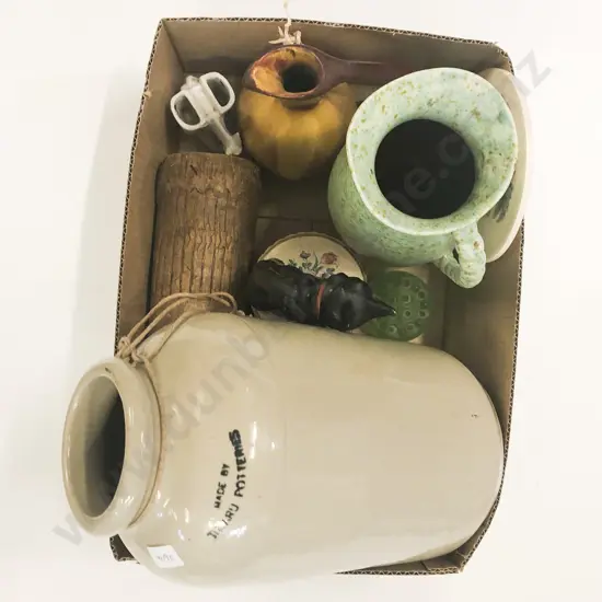 Timaru Potteries Crock with Other Pottery Etc.