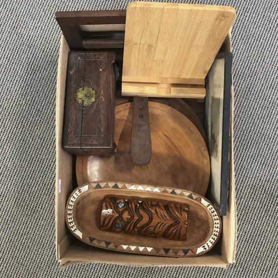 Framed Print with Two Wooden Bookstands etc