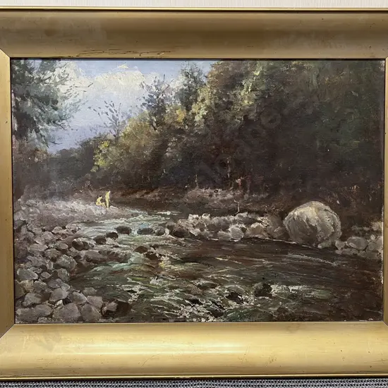 Frank Brooksmith - River Scene With Figures