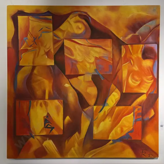 Unknown Artist - Abstract Nude Study Oil on Canvas