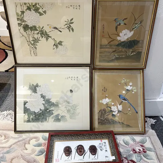 Five Assorted Asian Prints and Originals Etc.