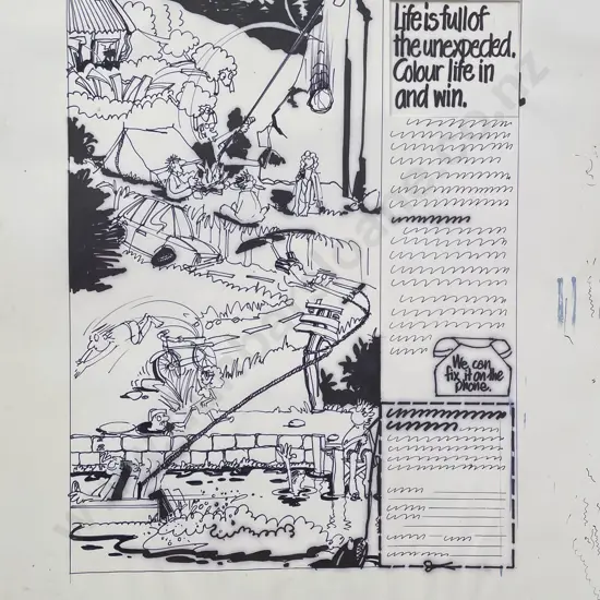 Neville Lodge - Original Cartoon "Life is full of the unexpected Colour life in and win