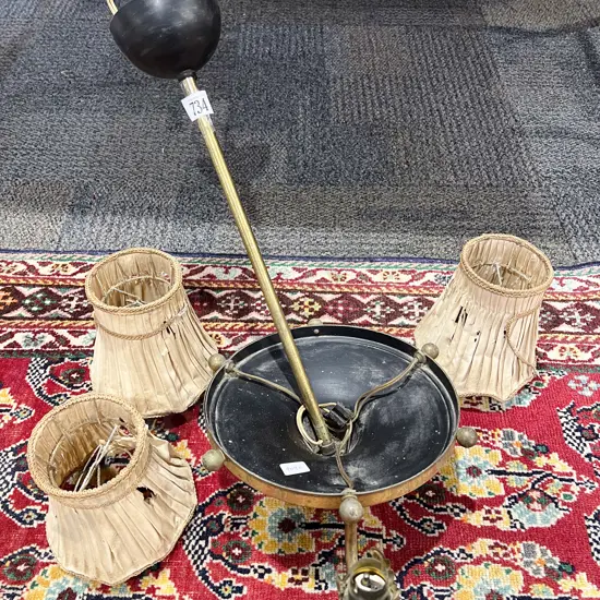 Vintage Brass Three Branch Ceiling Light