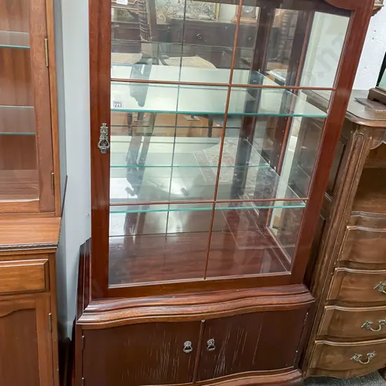 Mahogany Arch Top China Cabinet with Two Door Cabinet to Base