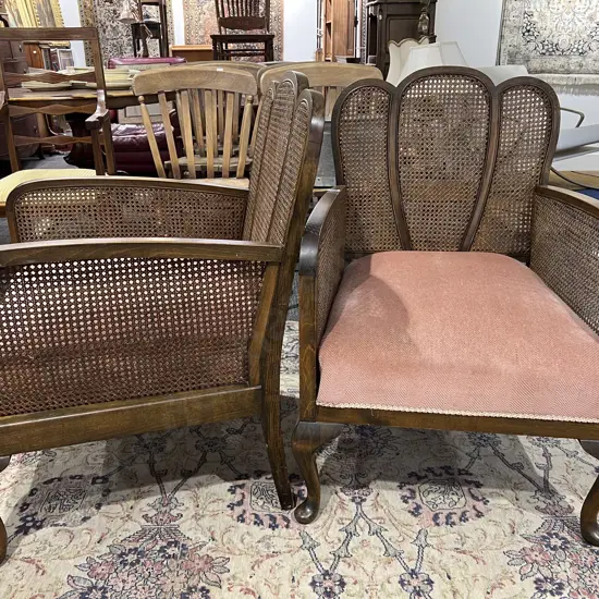 Pair of Mahogany Framed Wycombe Caned Armchairs