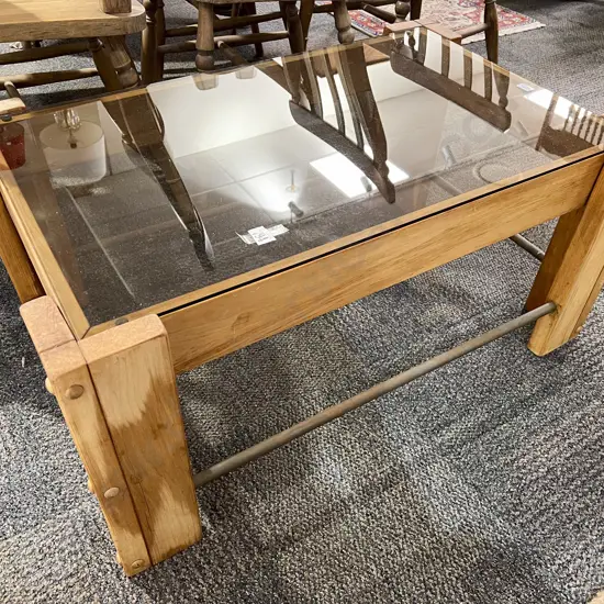 Rectangular Coffee Table with Smoked Glass Top