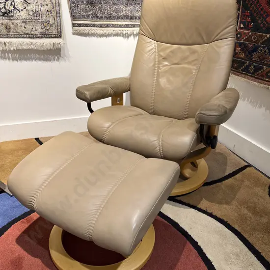 Modern Stressless Armchair and Footstool