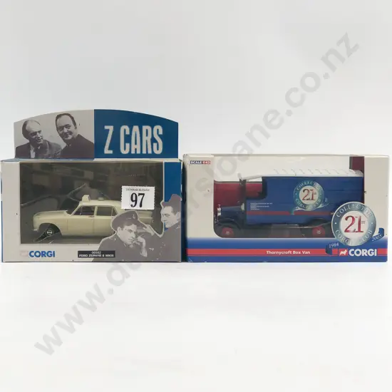 Corgi Boxed Model Ford Zephyr Z Cars and 21st Club Thornycroft Box Van