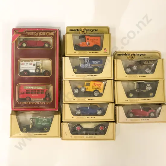 Matchbox Models of Yesteryear Nine Yellow Boxed Models and Gift Set