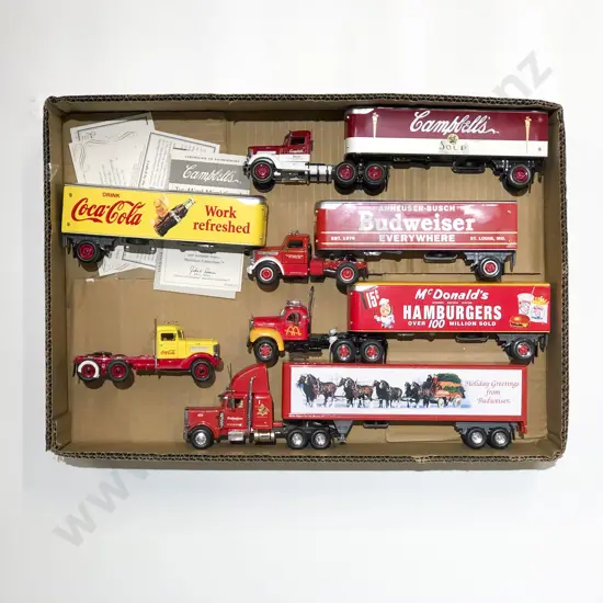 Five Large Matchbox Collector Series Unboxed Advertising Container Trucks