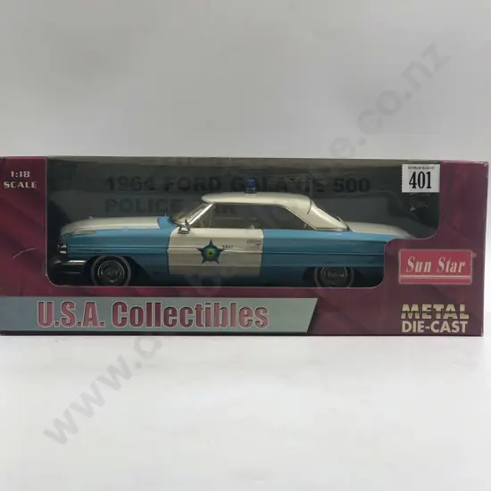 Sun Star Boxed 1:18 1964 Police Car Ford Galaxie 500