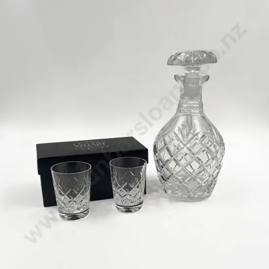 Crystal Decanter and Pair of Webb & Corbett Tumblers