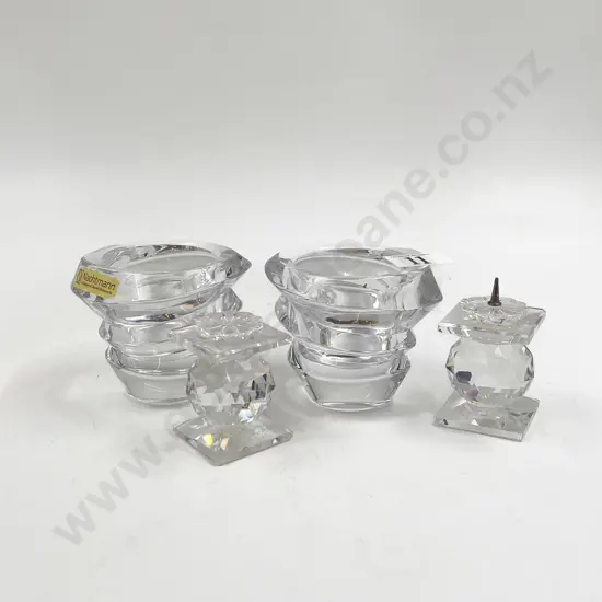 Pair of Swarovski Candle Holders and Two Others
