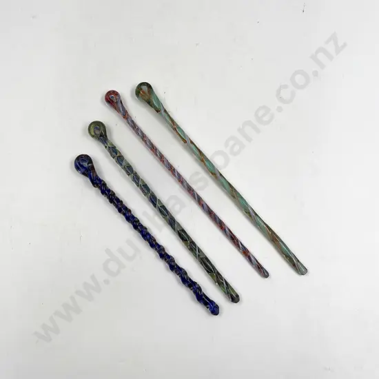 Four Assorted Murano Swizzle Sticks