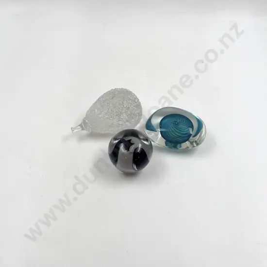 Three Assorted Art Glass Paperweights